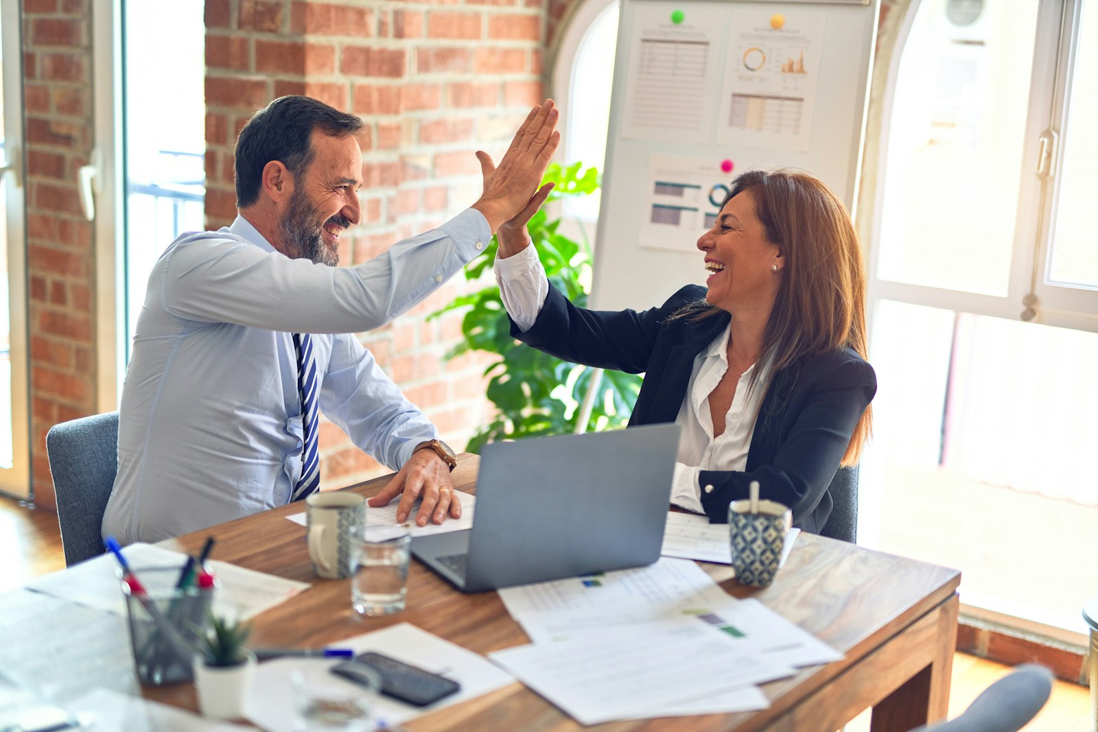A client-facing team working together